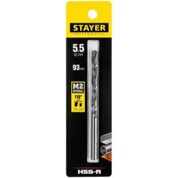 STAYER PROFI 5.5х93мм, Сверло по металлу HSS-R, быстрорежущая сталь М2(S6-5-2)